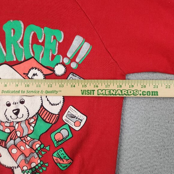 Vtg Christmas Sweater Medium Bear Funny Humor Crewneck 90's Holiday Cotton Blend - Picture 7 of 12
